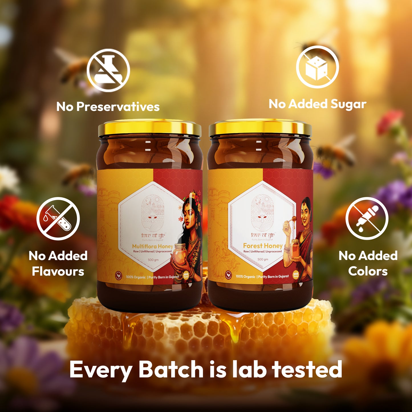 Forest Honey + Multiflora Honey Combo (500GM Each)