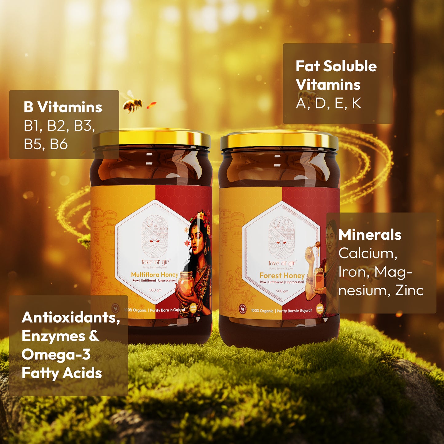 Forest Honey + Multiflora Honey Combo (500GM Each)